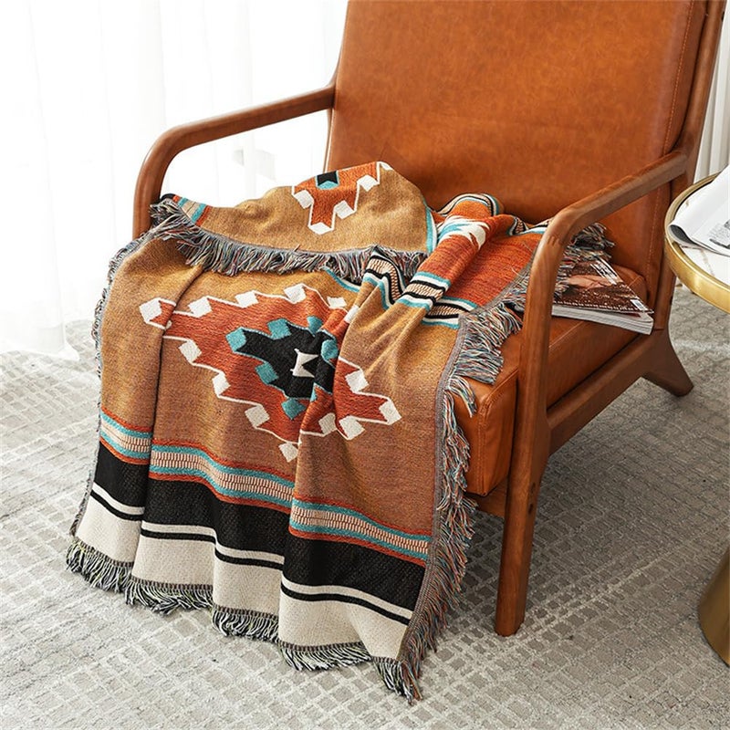 Homesy Boho Throw Blankets Southwestern Bed Throws Cover Reversible Green Aztec Southwest Blanket for Couch Chair Sofa Home Outdoor Beach Car Tent Travel Camping 51""x63"" - Image 5
